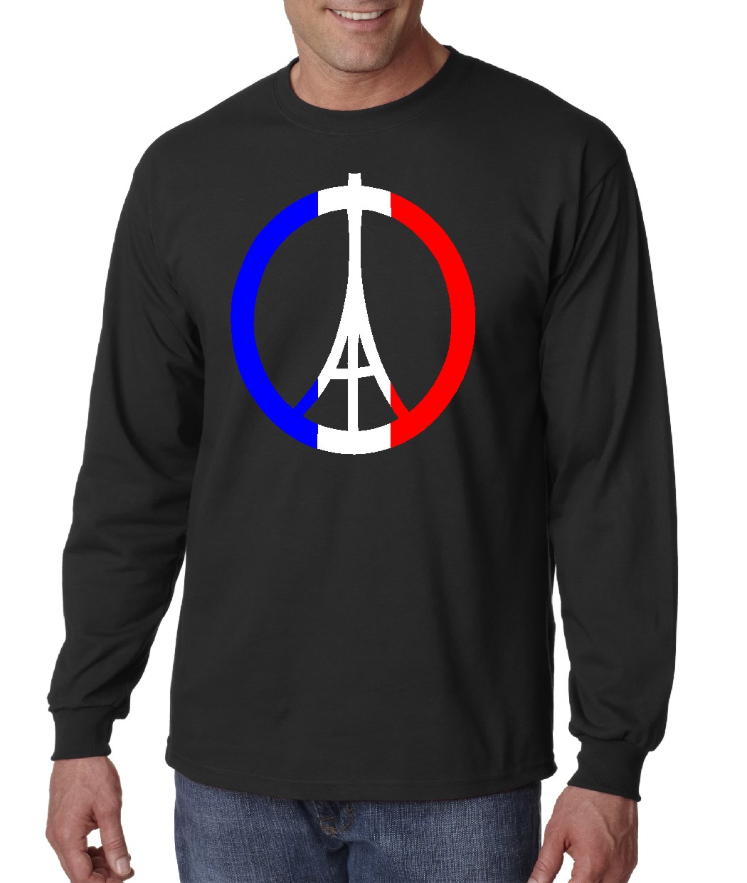 Paris Peace Eiffel tower black long sleeve shirt